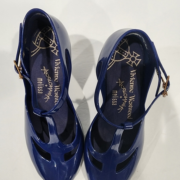 Vivienne Westwood Anglomania + Melissa Blue Jelly T Strap Heels 6 - Picture 8 of 12